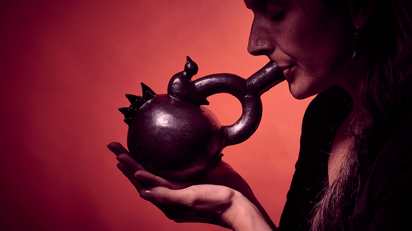 [1] Francisca Gili, Les Vilcas, 2023. © Francisca Gili. Photo: Nicolás Aguayo. [2] Nicole L’Huillier and Patricia Domínguez, Leche Holográfica (still), 2021. Film. © Nicole L’Huillier and Patricia Domínguez 